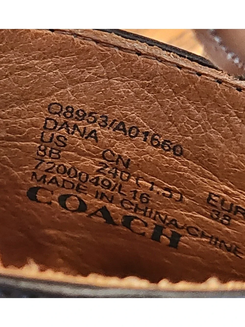 Size 8 - Coach Dana Leather Black and Cognac Open Toe Espadrille Platform Sandal